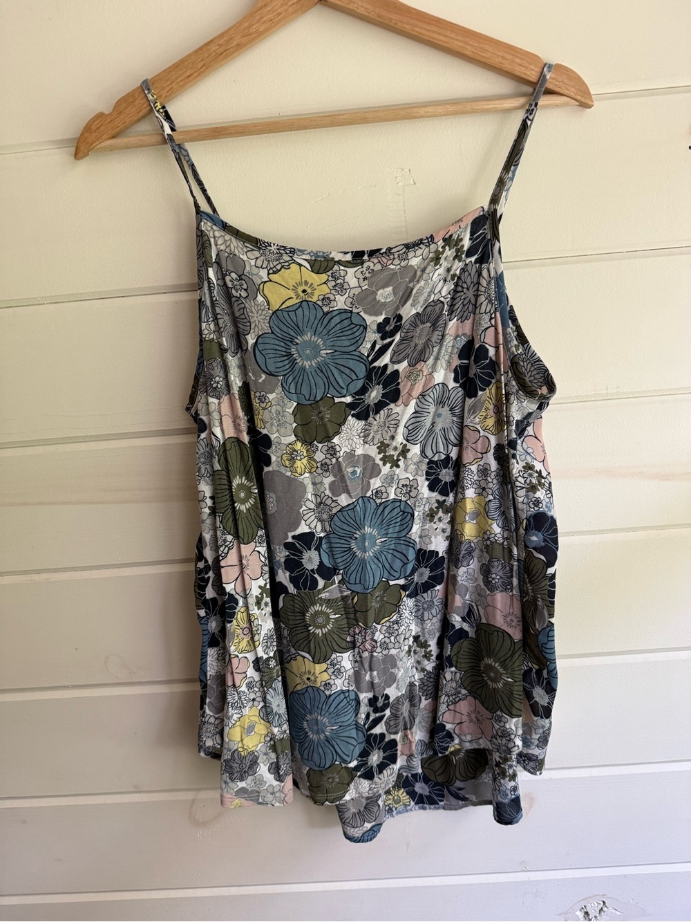 LOFT Floral Smocked Spaghetti-Strap Camisole - Blue, Olive, Pink, Yellow - Picture 4 of 5